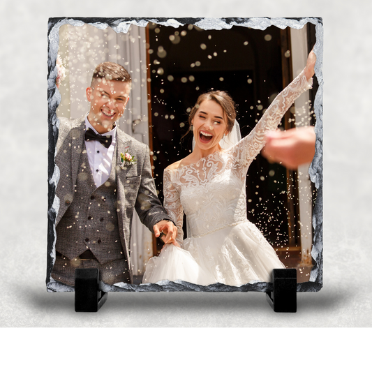 Wedding Photo Slate and stand , Wedding Keepsake , Wedding Gift , Anniversary Gift