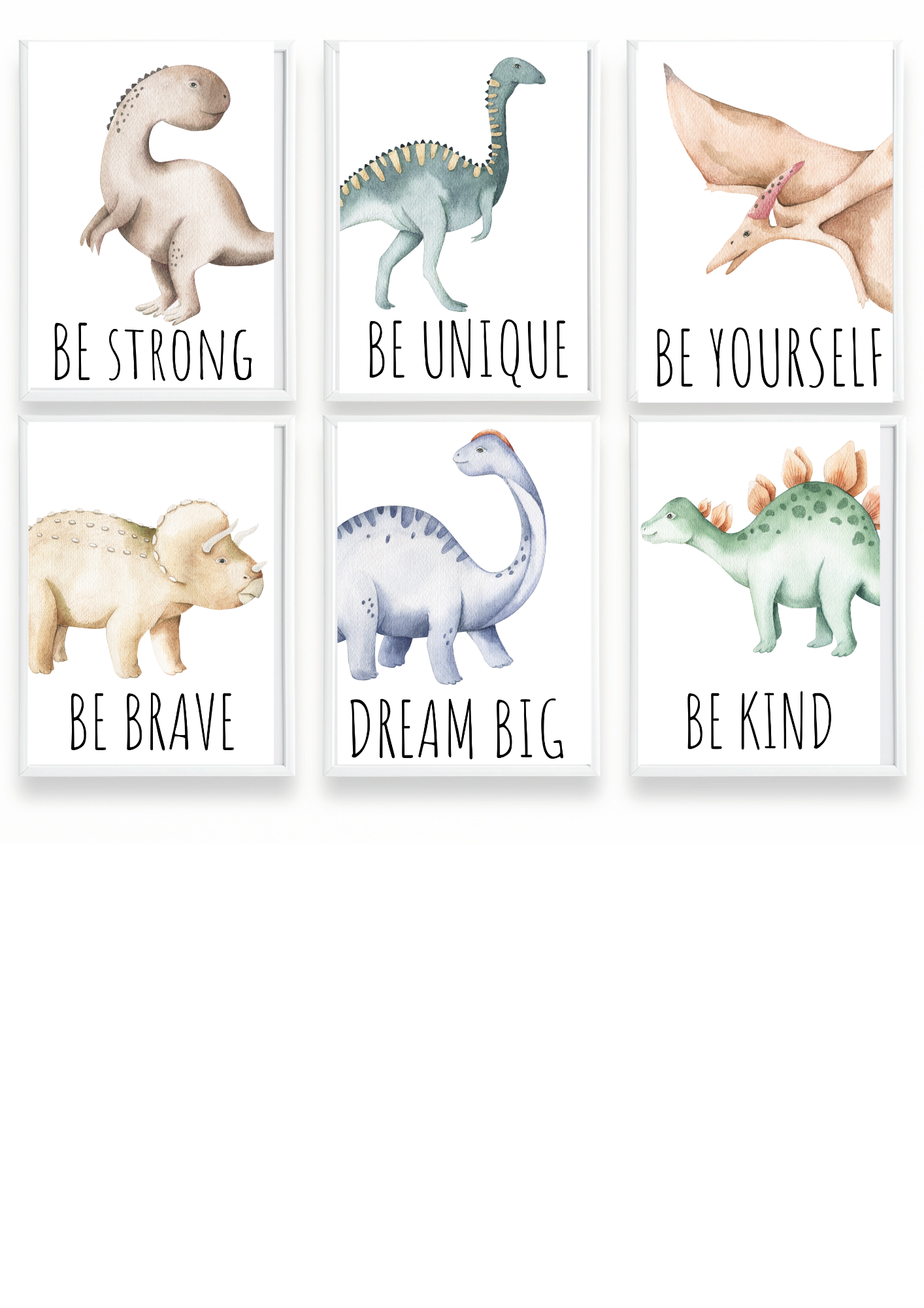 Set of 6, Personalised Dinosaur, Dinosaur Prints, Dinosaur Decor, Kids Prints, Nursery Prints, Dinosaur Nursery, Girls Prints, Boys Prints