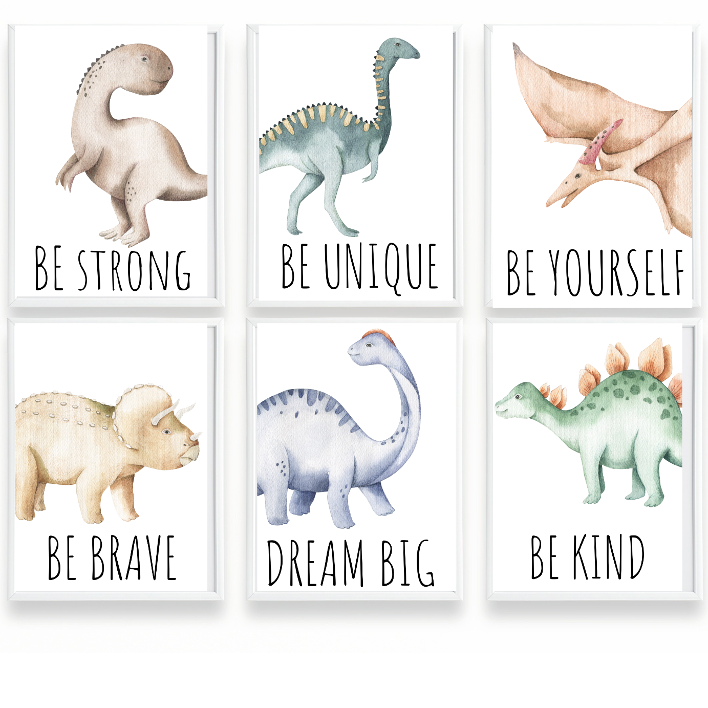 Set of 6, Personalised Dinosaur, Dinosaur Prints, Dinosaur Decor, Kids Prints, Nursery Prints, Dinosaur Nursery, Girls Prints, Boys Prints