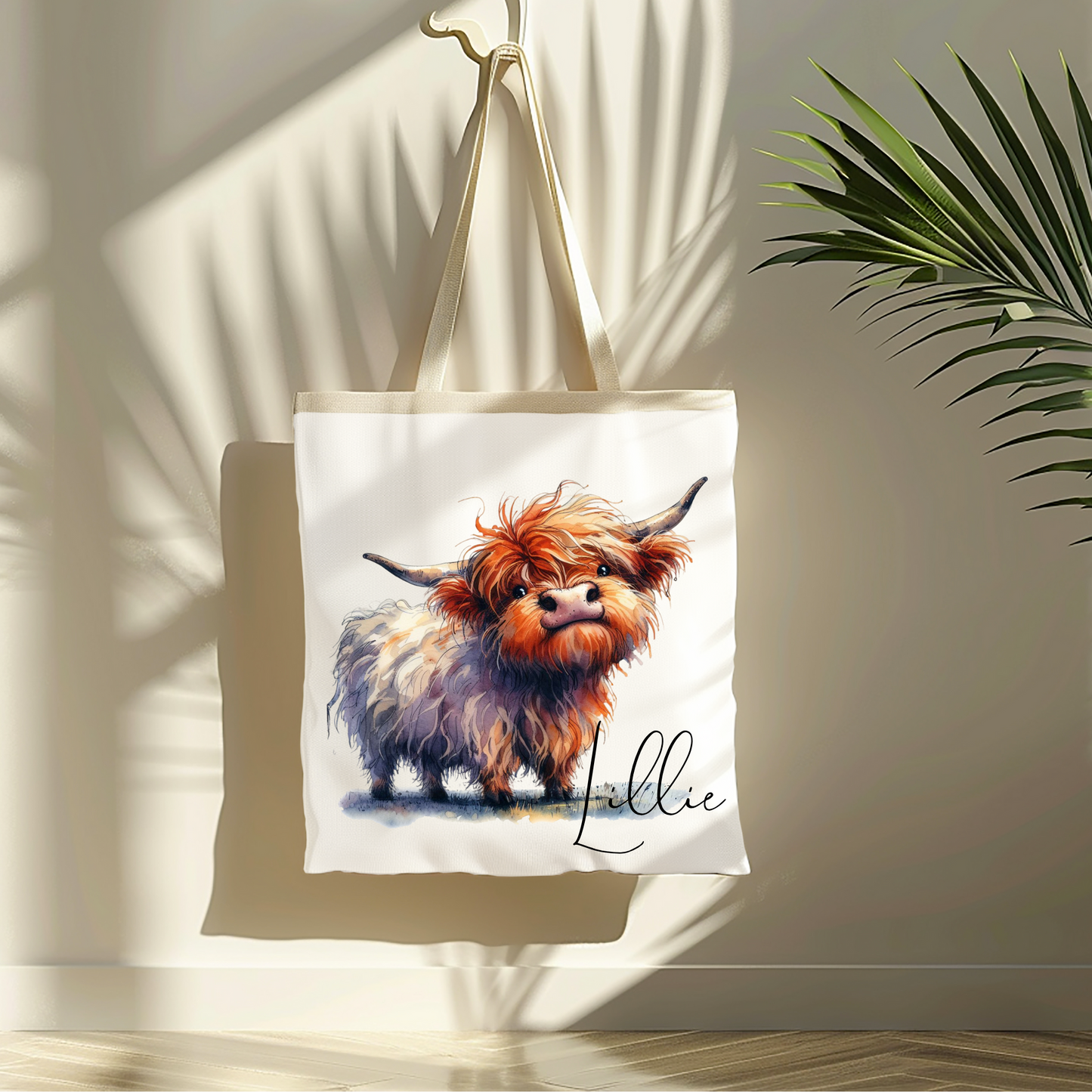 Personalised Highland Cow Tote Bag, Custom Tote Bag