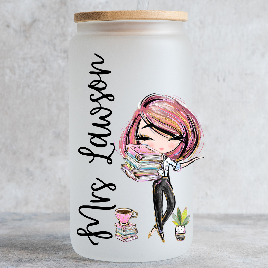 Personalised Teacher Glass Tumbler - Thank You Teacher - Teacher Gifts - Teacher Mug - Teacher Gift - New Teacher - Rainbow Glass - Coffee