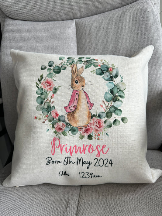 New Baby Gift ,Peter Rabbit Cushion, Cushion,Girls ,Nursery Decor,Baby Girl Gifts ,New Baby Girl Gifts,Nursery, Nursery Cushion