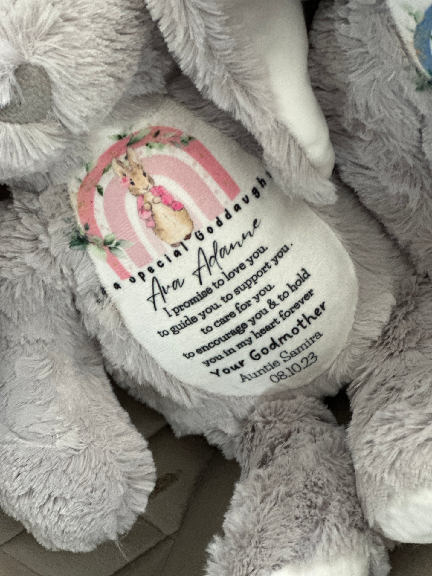 Personalised Christening Baptism Gift for Boys, Godparent Gift , Christening Bunny,Christening Gifts,Christening Keepsake, Stuffed Teddy