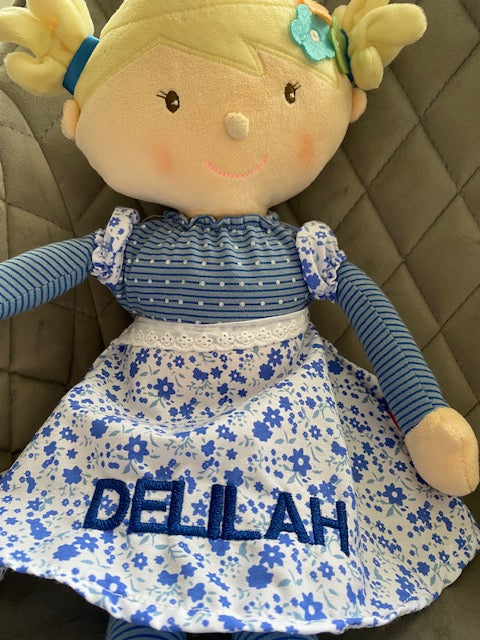 Personalised Rag Doll, Personalised Doll with Embroidered Name