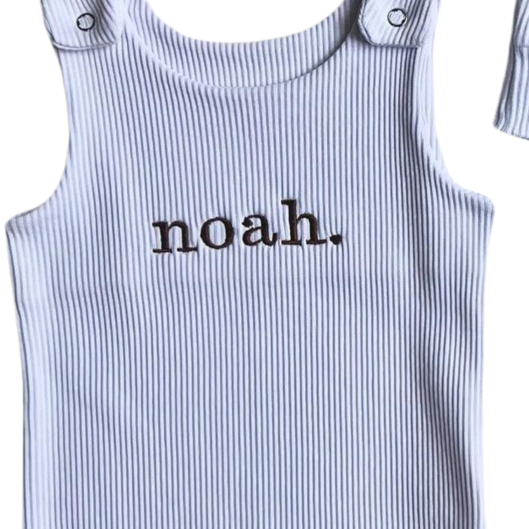 Personalised Baby Zip Romper | Embroidered Baby Overalls| White Sage Outfit Name or Initials UNISEX Clothing