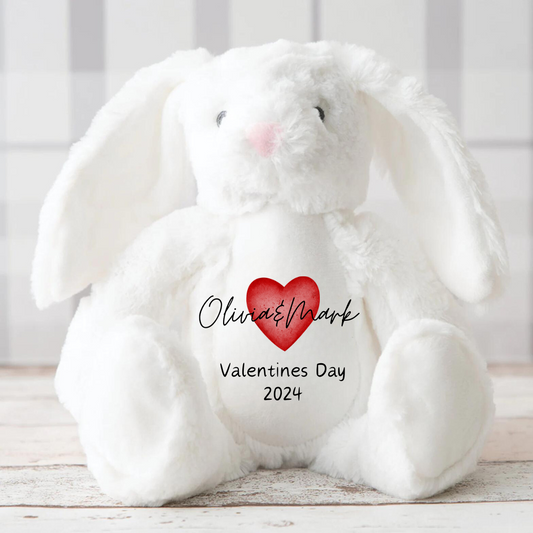 Personalised Valentines Teddy, Girlfriend's Valentines Bunny, Valentines Gift for her, Valentines Soft Toy, Girlfriend Gift, Couple Gift,