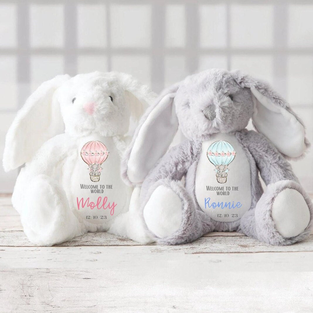 Personalised New baby ,Soft Toy, Baby Gift, Baby Shower Gift ,New Baby Gift, Baby Keepsake, Baby Boy, Baby Girl, Newborn Gift, Bunny Toy