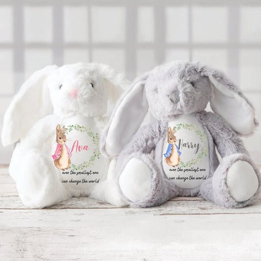 Personalised Bunny Rabbit, New Baby Gift, Personalised Plush Soft Toy, Personalised New Baby Gift,Baby Boy,Grandson Gift New Birth Gift