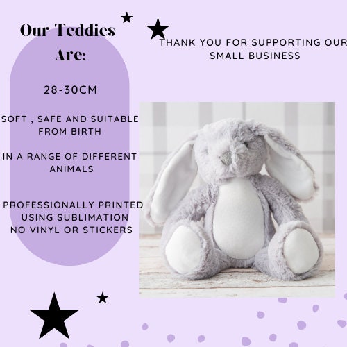 Personalised First Birthday Bunny Teddy - 1st Birthday Gifts - First Birthday Gift - 1st Birthday Girl - 1st Birthday Boy - Plush Bunny