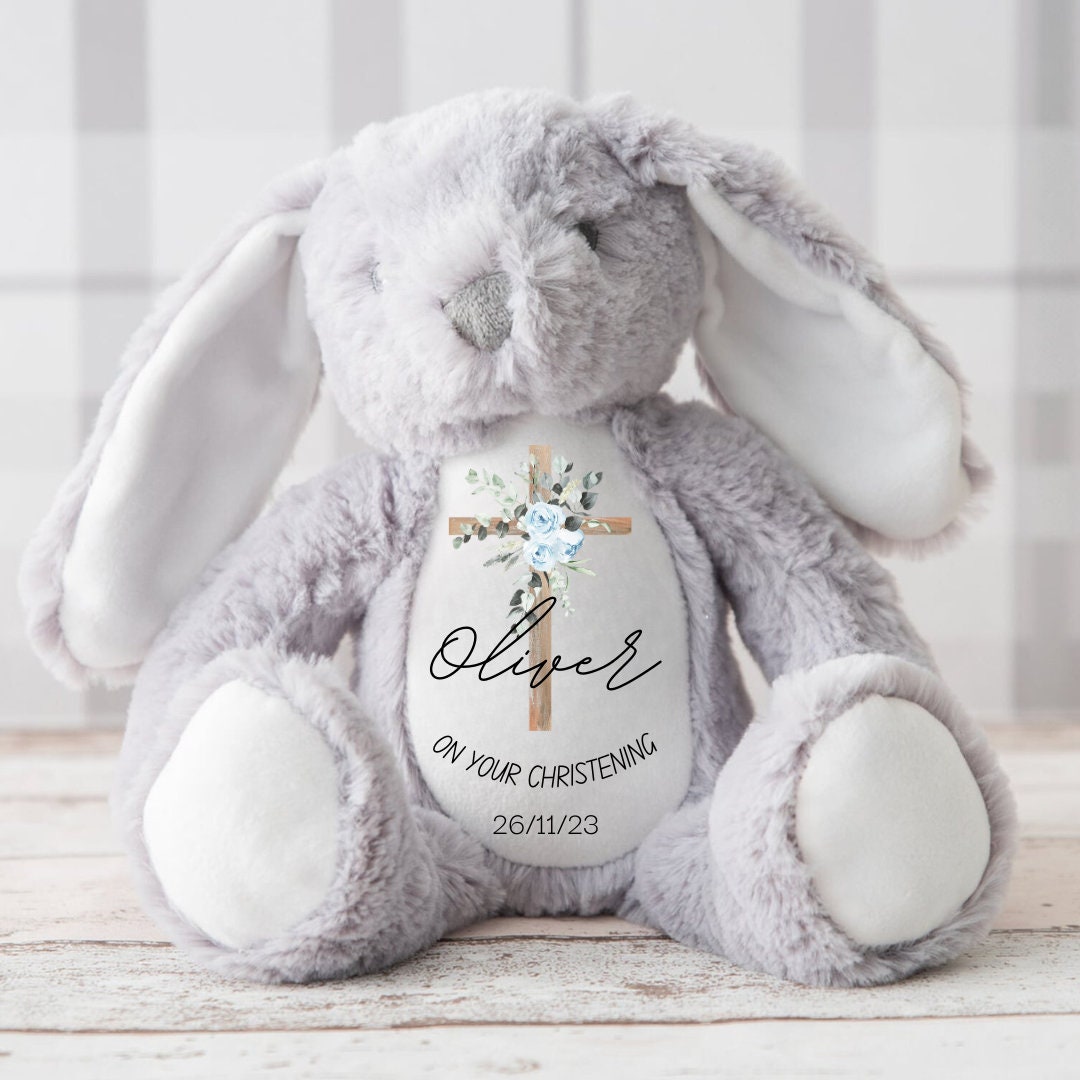 Personalised Christening Baptism Gift for Girls Boys,Christening Bunny,Christening Gifts,Christening Keepsake,Holy Communion Stuffed Teddy