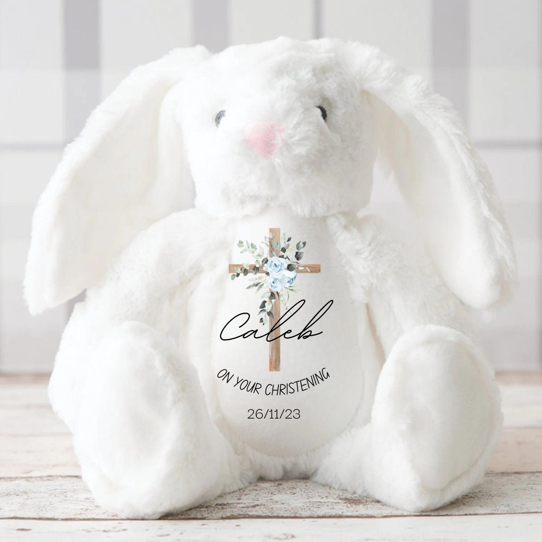 Personalised Christening Baptism Gift for Girls Boys,Christening Bunny,Christening Gifts,Christening Keepsake,Holy Communion Stuffed Teddy