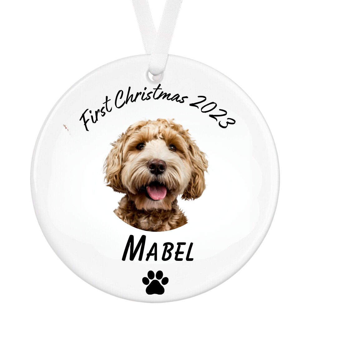 Personalised Dogs 1st Christmas Bauble - Personalised First Christmas Pet Ornament - Dog Gift - Cat Bauble - Dog First Xmas Ornament