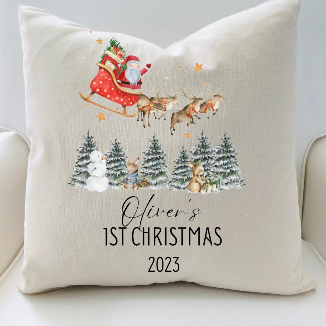 Personalised First Christmas Keepsake Cushion - Baby's First Christmas Gifts - Personalised Christmas Decorations - Christmas Cushions