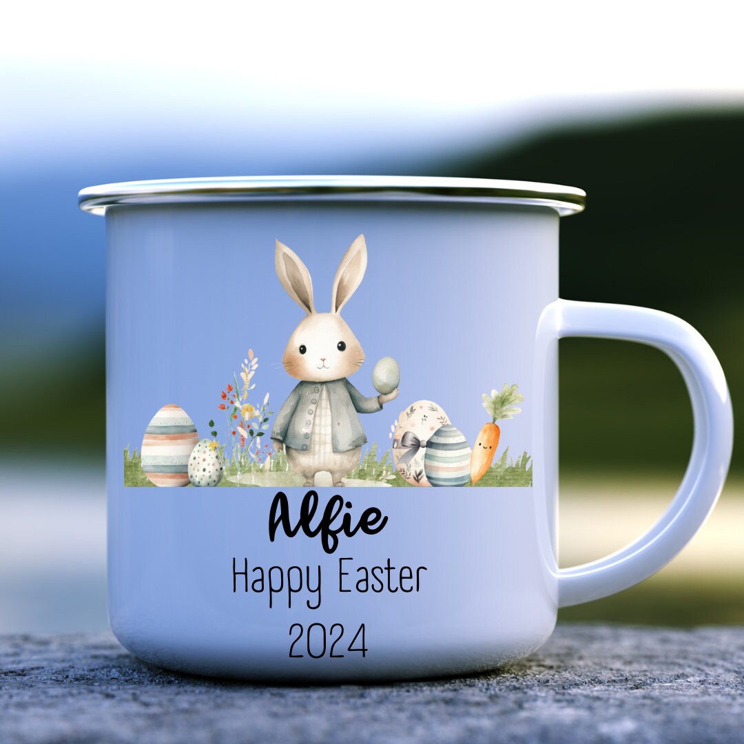 Personalised Easter Mug - Easter Bunny Mug - Easter Gifts For Kids - Personalised Mug - Easter Bag - Initial Mug - Easter tin Mug