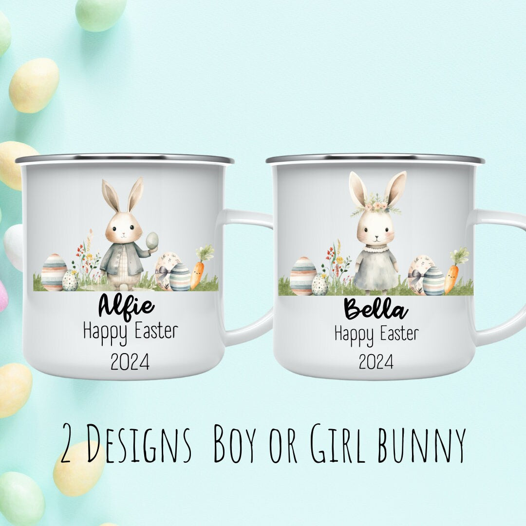 Personalised Easter Mug - Easter Bunny Mug - Easter Gifts For Kids - Personalised Mug - Easter Bag - Initial Mug - Easter tin Mug